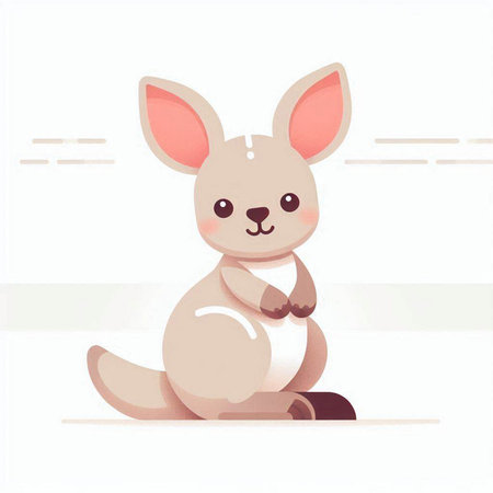 Kangaroo sitting on the ground. Vector illustration in cartoon style.のイラスト素材
