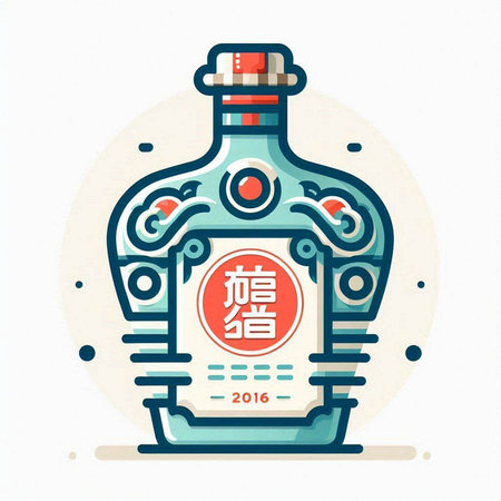 Oriental tequila bottle. Vector illustration in flat style.のイラスト素材