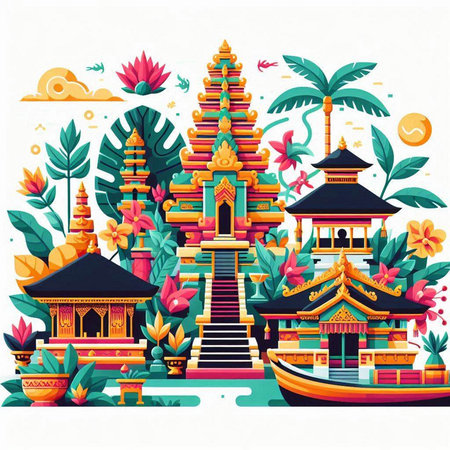Buddhist temple in the tropics. Vector illustration for your designのイラスト素材