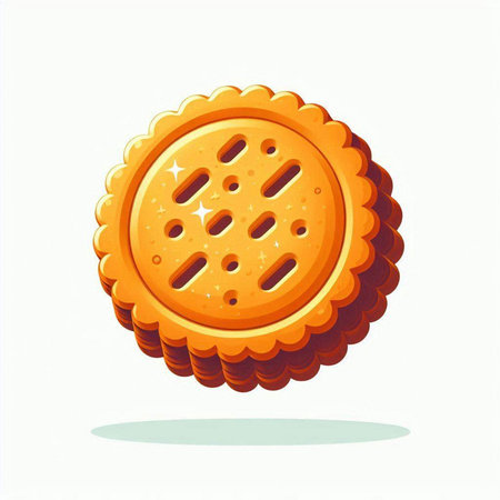 Illustration of a round biscuit isolated on a white background.のイラスト素材