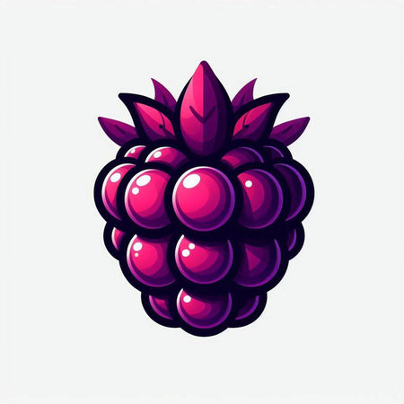 Raspberry vector illustration. Isolated berry on white background.のイラスト素材