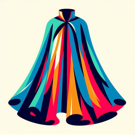 Colorful illustration of a cape in the style of 80s.のイラスト素材