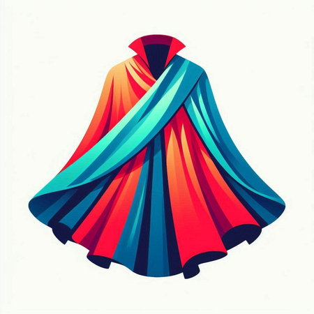 Vector illustration of a red and blue superhero cloak on a white backgroundのイラスト素材