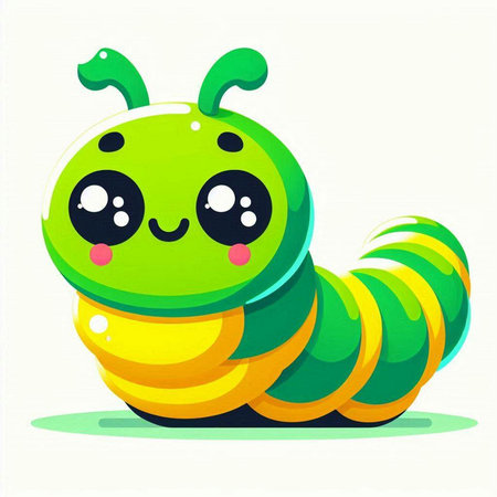 Cute cartoon caterpillar on a white background. Vector illustration.のイラスト素材