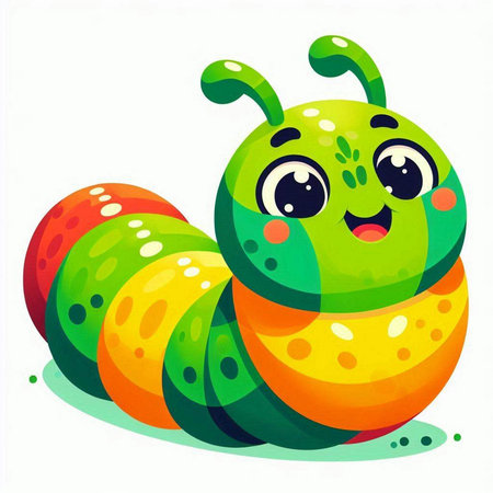 Cute cartoon caterpillar isolated on white background. Vector illustration.のイラスト素材