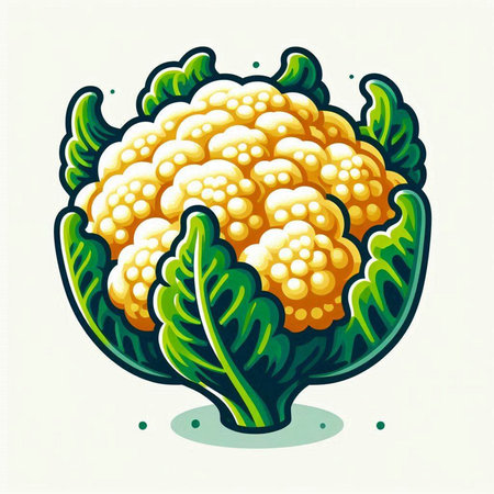 Cauliflower vector illustration. Cauliflower isolated on white backgroundのイラスト素材