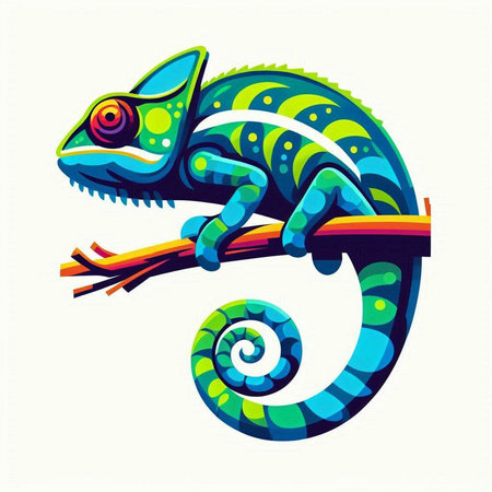 Colorful chameleon isolated on white background. Vector illustration.のイラスト素材