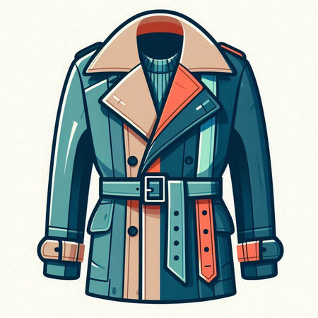 Hand drawn vector illustration of a winter jacket. Isolated on white background.のイラスト素材