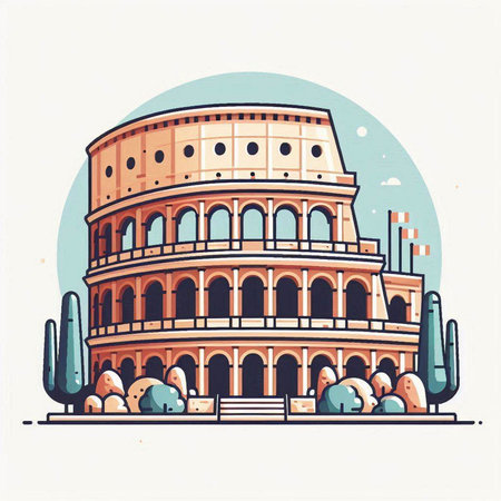 Colosseum in Rome, Italy. Colosseum is one of the symbols of Rome. Vector illustrationのイラスト素材