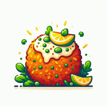 Orange slice with cream and green leaves on white background. Vector illustration.のイラスト素材