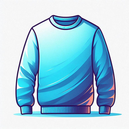 Blue sweater on a white background. Vector illustration of a sweater.のイラスト素材