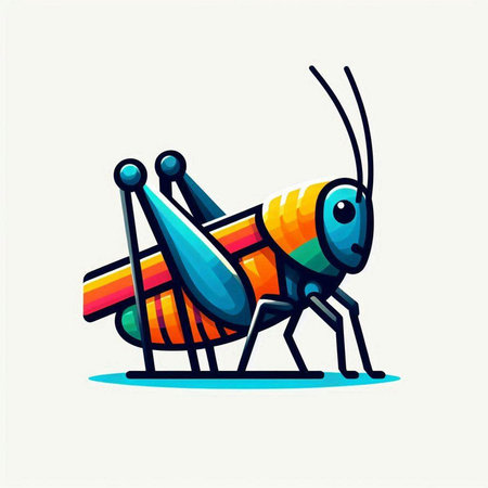 Colorful grasshopper icon isolated on white background. Vector illustration.のイラスト素材