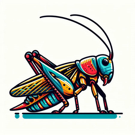 Grasshopper isolated on a white background. Vector illustration.のイラスト素材