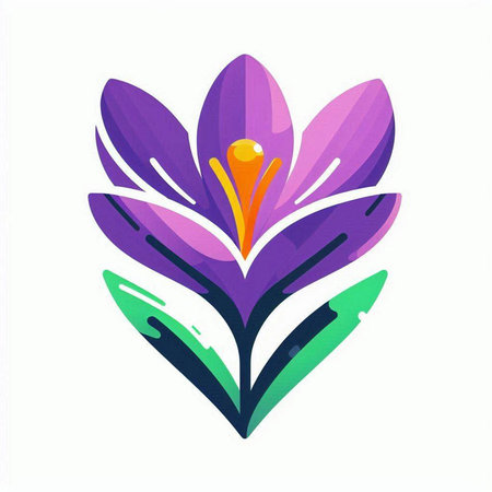 Purple crocus flower vector icon. Isolated on white background.のイラスト素材