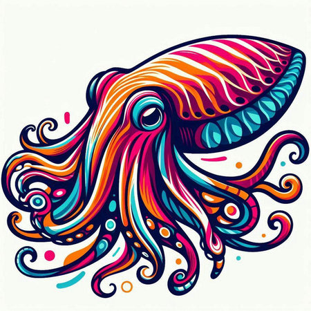 Octopus. Vector illustration of a sea animal. Colorful octopus.のイラスト素材