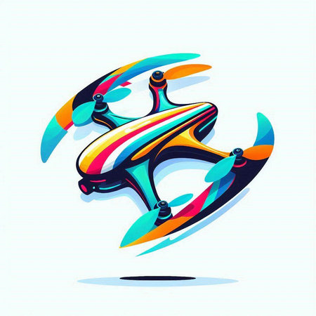 Drone icon. Vector illustration of a quadcopter with camera.のイラスト素材