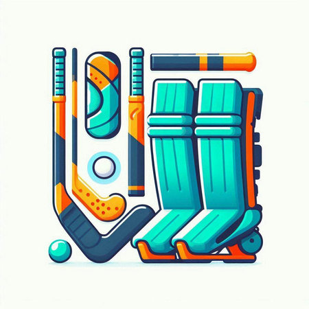 Illustration of hockey equipment and equipment. Vector illustration in cartoon style.のイラスト素材
