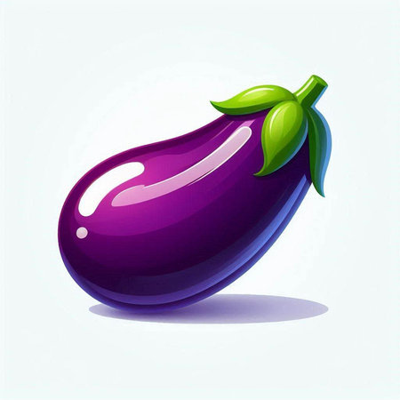 Illustration of a purple eggplant isolated on a white background.のイラスト素材
