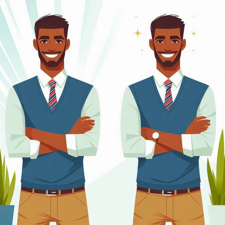 Two african american men in business suits. Vector illustration.のイラスト素材