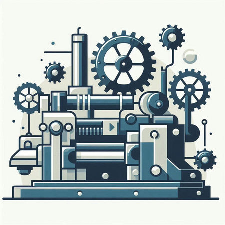 Industrial machinery and equipment. Vector illustration in flat linear style.のイラスト素材