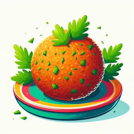 Strawberry with parsley on a plate. Vector illustration.のイラスト素材
