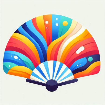Illustration of colorful hand fan. Vector illustration for your design.のイラスト素材