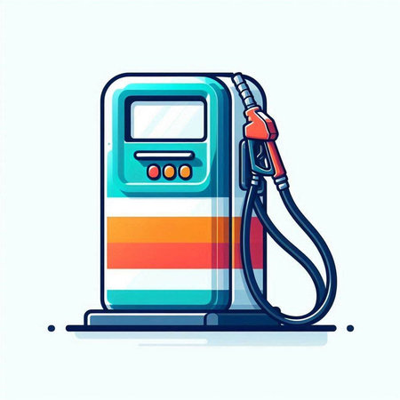 Gas station vector illustration. Colorful flat design of petrol station.のイラスト素材