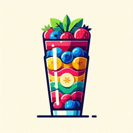 Fruit smoothie in a glass with berries. Vector illustration.のイラスト素材
