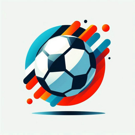 Soccer ball icon with colorful abstract background. Vector Illustration.のイラスト素材