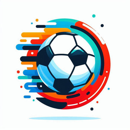 Soccer ball on abstract colorful background. Vector illustration. Eps 10のイラスト素材
