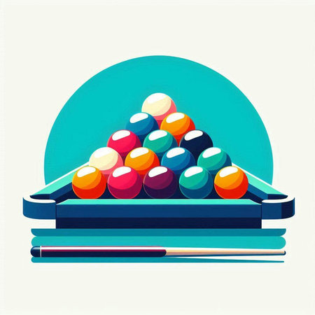 Billiard balls on a table. Vector illustration in retro style.のイラスト素材
