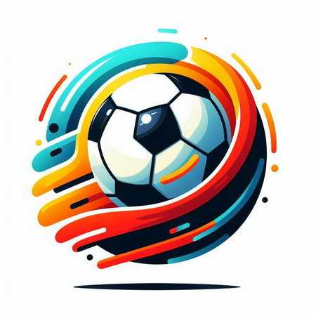 Soccer ball with colorful lines on white background. Vector illustration.のイラスト素材