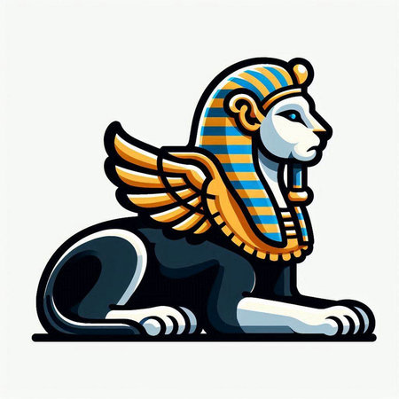 Egyptian Lion Mascot. Isolated Vector Illustration.のイラスト素材