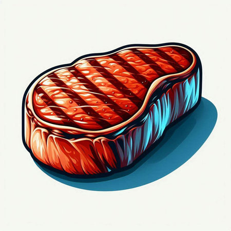 Steak illustration. Steak on a white background. Vector illustration.のイラスト素材