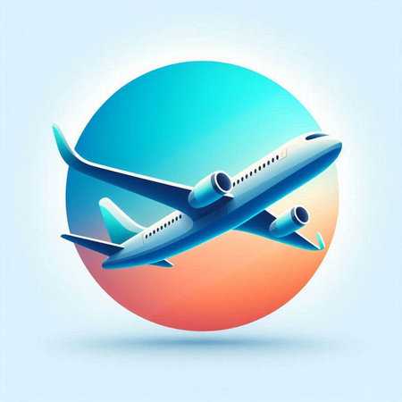 Airplane icon on the background of the planet. Vector illustration.のイラスト素材
