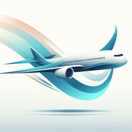 Airplane on abstract wave background. Vector illustration for your design.のイラスト素材