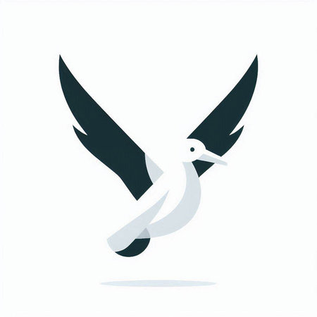 vector illustration of a flying seagull isolated on a white backgroundのイラスト素材