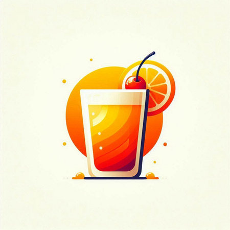 Cocktail with orange slice on white background. Vector illustration.のイラスト素材