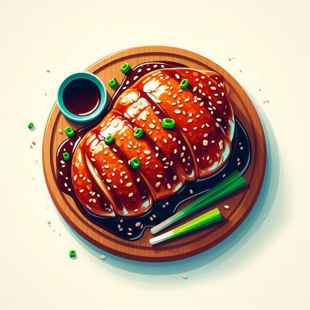 Illustration of Sesame-Baked Pork with Sesame Sauceのイラスト素材