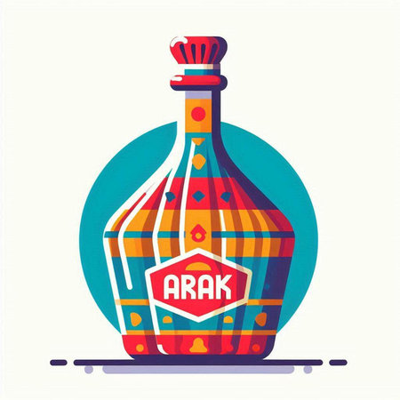 Vector illustration of a bottle of brandy in flat design style.のイラスト素材