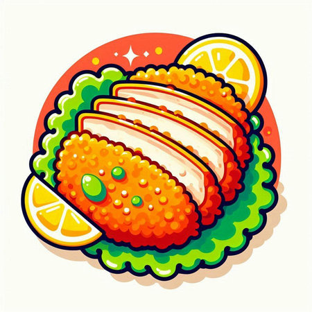 Illustration of a slice of lemon on a plate. Vector illustration.のイラスト素材