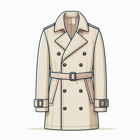 Illustration of a beige coat isolated on a white background.のイラスト素材