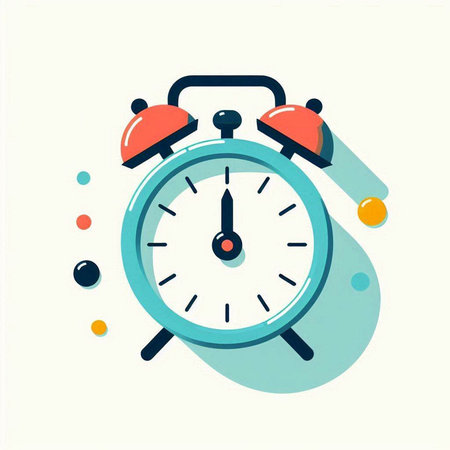 Alarm clock icon in flat style. Vector illustration on white background.のイラスト素材