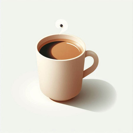 Cup of coffee with shadow on white background. Vector illustration.のイラスト素材