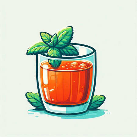 Illustration of a glass of fresh mojito cocktail with mint leavesのイラスト素材