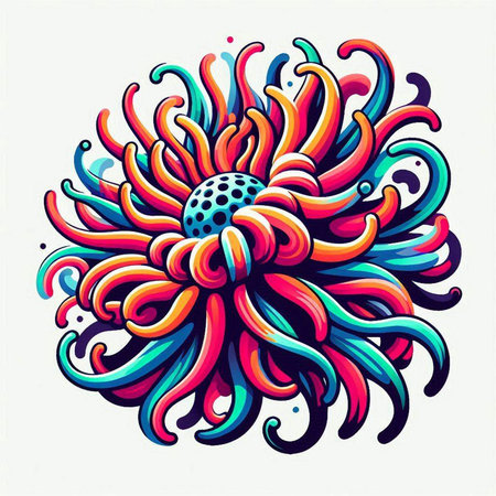 Colorful flower on a white background. Hand drawn vector illustration.のイラスト素材