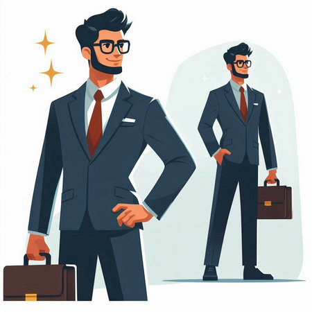 Businessman with briefcase and businessman. Vector illustration in cartoon styleのイラスト素材