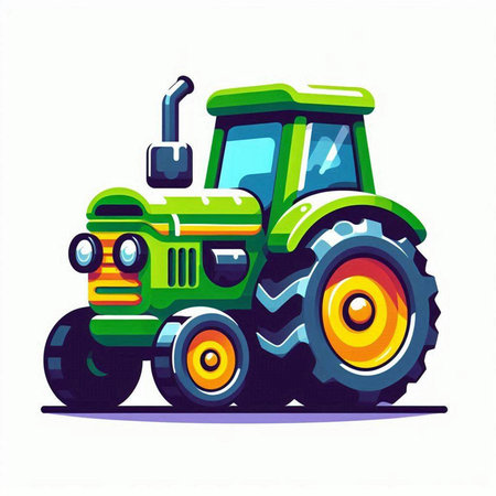 Tractor. Vector illustration. Isolated on a white background.のイラスト素材
