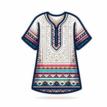 T-shirt design. Vector illustration. Tribal ethnic patterned shirt.のイラスト素材