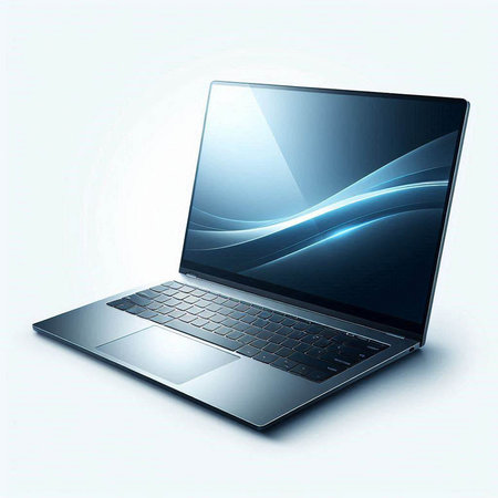 Laptop with blue lines on a white background. Vector illustration.